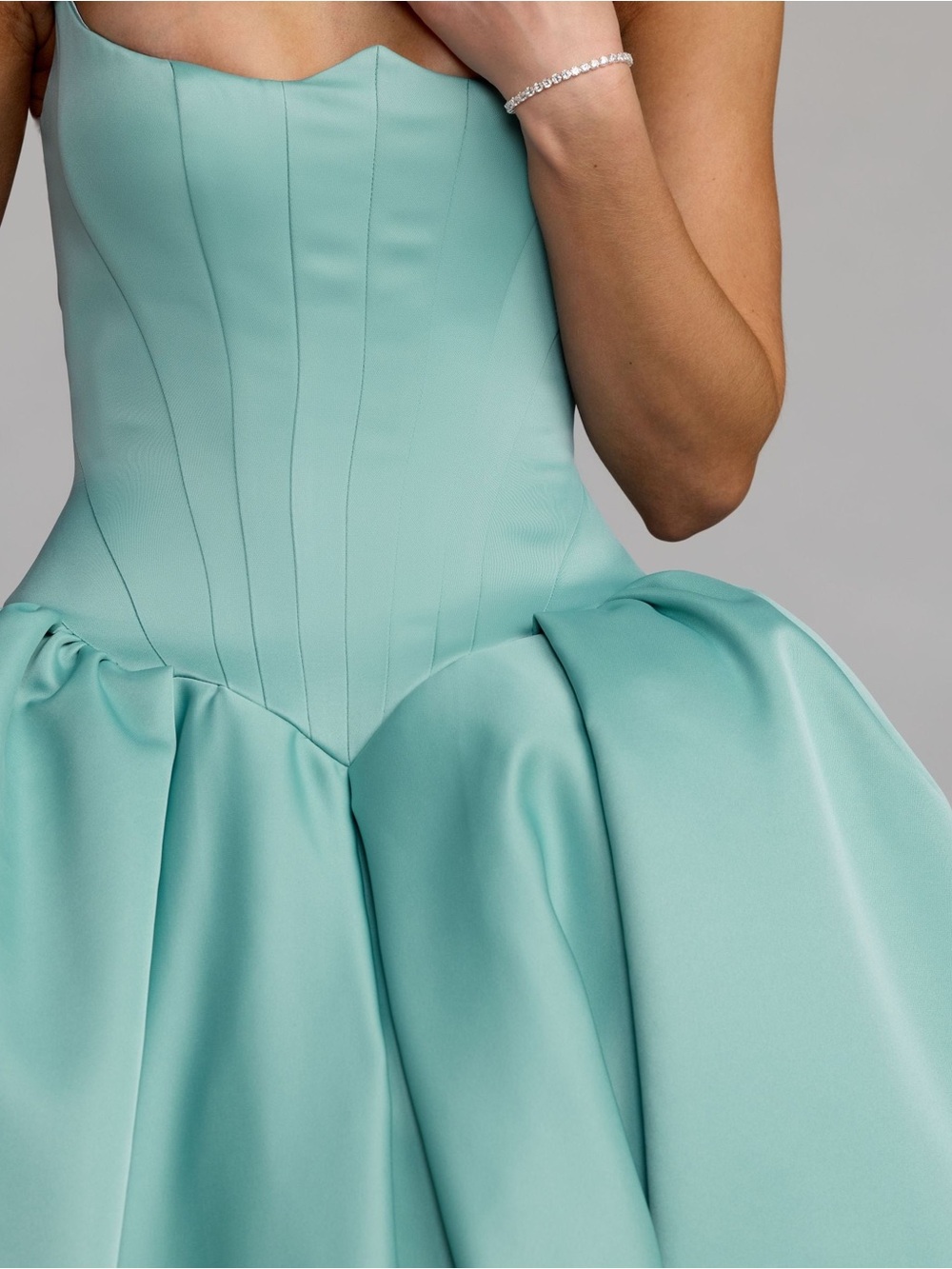 Mac Duggal 21259 Blue Strapless Satin Corset Ball Gown Size 4 NWOT - Picture 6 of 11